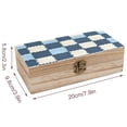 thumbnail image 2 of 7.9×2.3 In Wooden Boxes Durable Easy To Use Dustproof Prevent Slippery Delicate And Cabinet LightSteelBlue Retro Houndstooth_4, 2 of 8