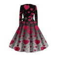 thumbnail image 5 of Women's Valentine s Day Heart Print Dress Long Sleeve Belted Waist Flowy A Line Skirt Romantic Red Heart Detail Comfortable Soft Material Perfect for Casual, Sizes S-5XL, 5 of 5