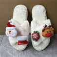 thumbnail image 2 of Rokment Christmas Open Toe Slippers for Women Cute Santa Reindeer Plush Fuzzy House Shoes Indoor Outdoor Cozy Memory Foam Xmas Slip on Girls White Size 8, 2 of 3