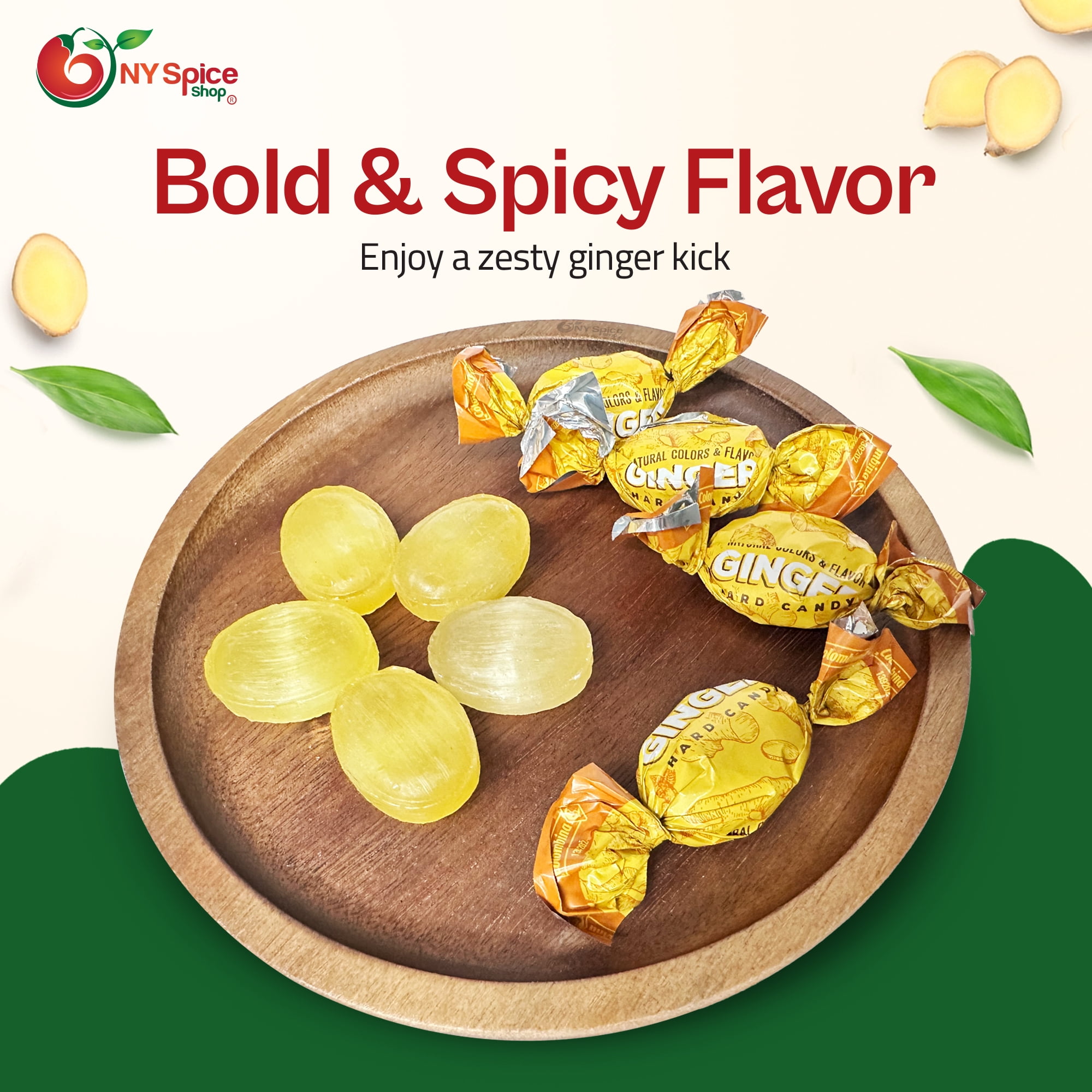 NY SPICE SHOP Ginger Candy - 5 Pound - Ginger Hard Candy - Ginger Candies - Ginger Candy Hard