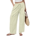 thumbnail image 2 of TFEOQRY Womens Cargo Pants with Pockets Elastic Waist Drawstring Solid Color Loose Casual Wide Leg Pants, 2 of 7