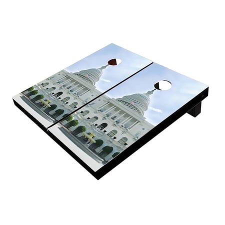 Skip's Garage Capital Hill White Solid Wood Cornhole Board Set