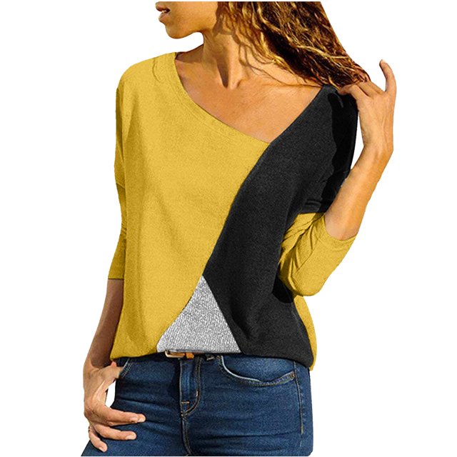 Pompotops Blouse Femme Col Rond Manches Longues Grande Taille Facile