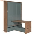 thumbnail image 3 of Harper & Bright Designs Full Size Murphy Bed, Wooden Full Cabinet Bed Wall Bed with Foldable Desk, Folding Wall Chest Bed for Guest Room Office, Gray, 3 of 16
