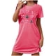 thumbnail image 1 of Camisón corto navideño para mujer, talla grande, con cuello redondo estampado y mangas cortas, para el pecho., 1 of 2