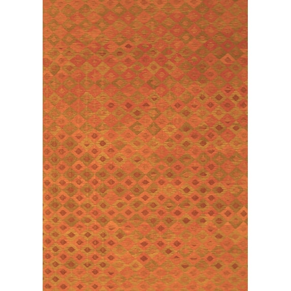 Ahgly Company Indoor Rectangle Abstract Orange Contemporary Area Rugs, 7' x 10'