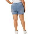 thumbnail image 4 of Agnes Orinda Women's Plus Size Ripped Raw Hem High Waist Denim Jean Short, 4 of 8