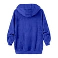 thumbnail image 3 of Womens Plus Size Fuzzy Fleece Jacket Winter Full Zip Plush Hooded Cardigan Coats Soft Oversized Shaggy Warm Outerwear Clearance On Sale Blue M, 3 of 4