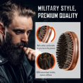 thumbnail image 3 of Cepillo para barba BFWood, cerdas de jabalí, madera negra, nogal, estilo militar, 3 of 7