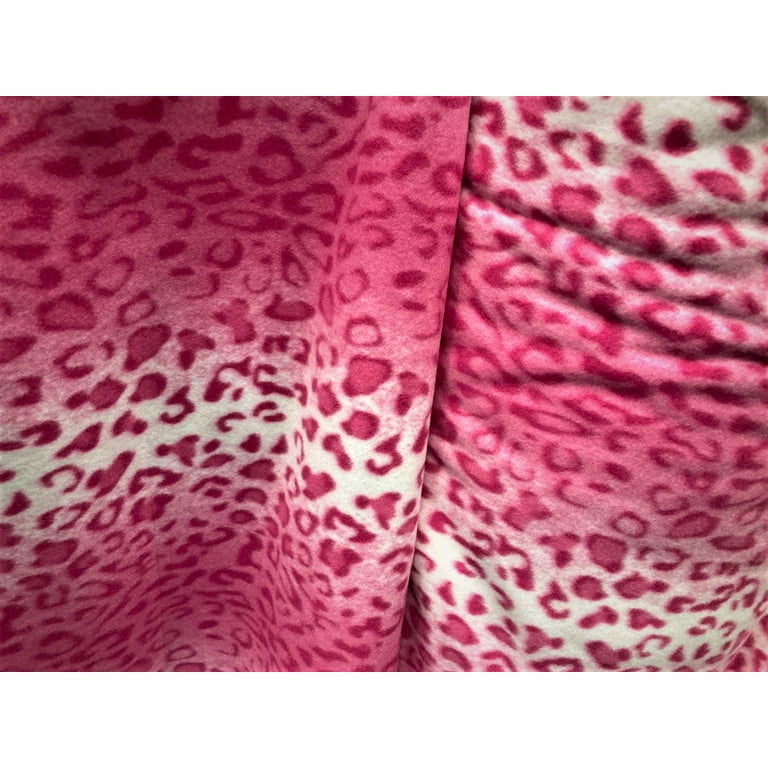 Lillycraft Pink Leopard Print Fleece Fabric is 58/60 Wide