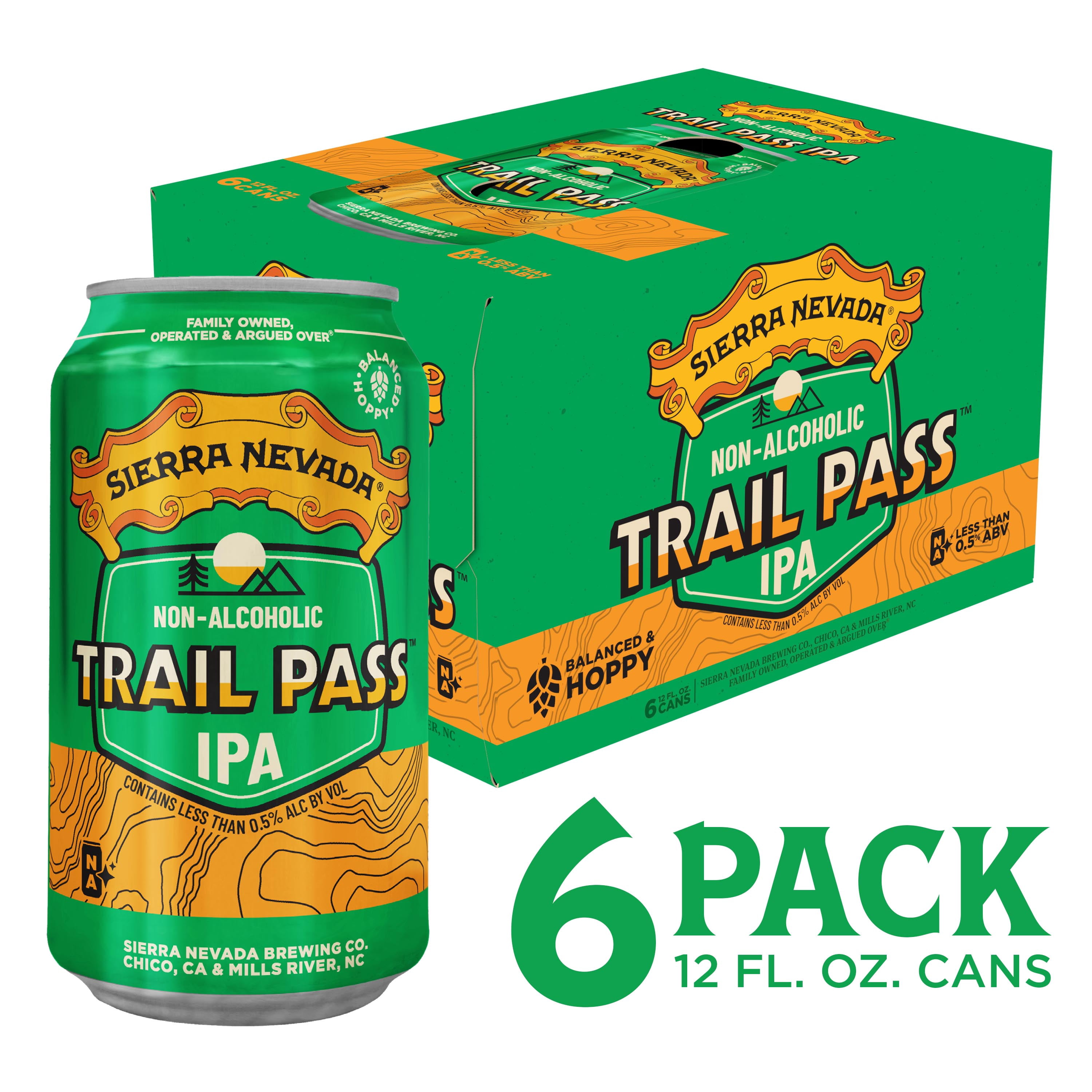 Sierra Nevada Trail Pass Non-Alcoholic IPA Craft Beer, Alcohol Free, 6 pack, 12 fl. oz. Cans
