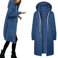 thumbnail image 3 of BUWTTED Womens Hoodies 2025 Zip Up Sweatshirts Oversized Fashion Long Hooded Fall Winter Fleece Jackets with Pockets Navy XXXXL, 3 of 7