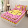 thumbnail image 2 of Homewish Initial T Softball Print Zipper Twin Comforter Sets with Fitted Sheet and 2 Pillowcases for Boys Girls,Teens Sport Baseball Ice Cream Zipper Bedding Set,4-Piece,Pink Reversible, 2 of 6
