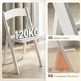 thumbnail image 4 of HOMCOM Lot de 4 Chaises Pliantes, Chaise Pliable en Résine avec Siège Rembourré, Blanc, 4 of 10