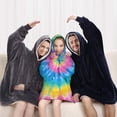 thumbnail image 5 of Rainbow Tie Dye Mandala Pattern Blanket Hoodies for Kids 6-13YR Oversize Wearable Blanket Hoodies for Boys Girls Teens, 5 of 7