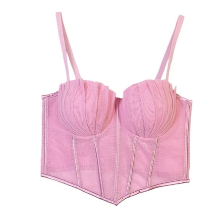 Shapewear For Women Solid Color Mesh Lace Back Underwear Tube Tops Thin Body Shaper Cincher Corset Tummy Control Activewear Pink XL