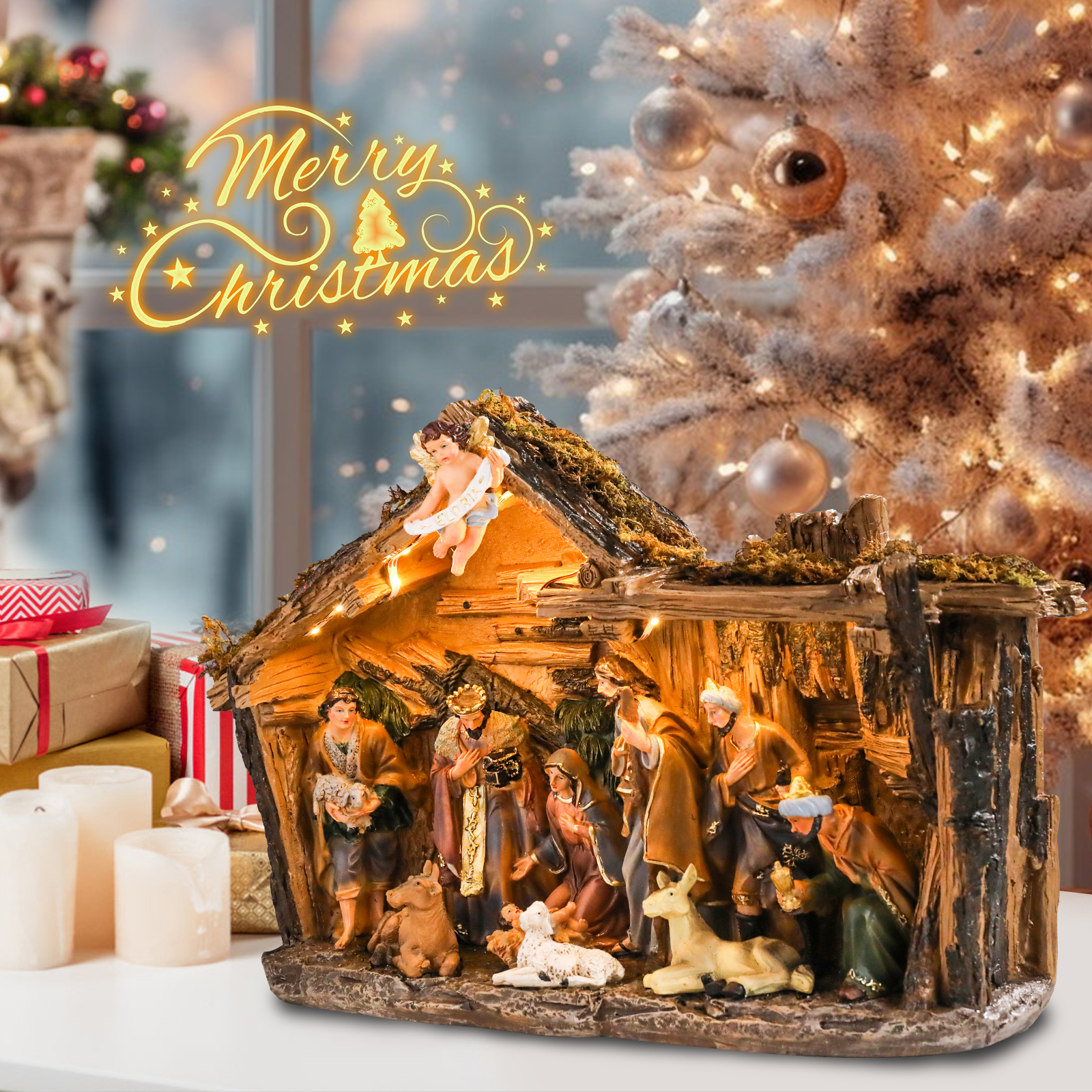 Wonder Garden 12.5 In Nativity Set with Stable photo 6