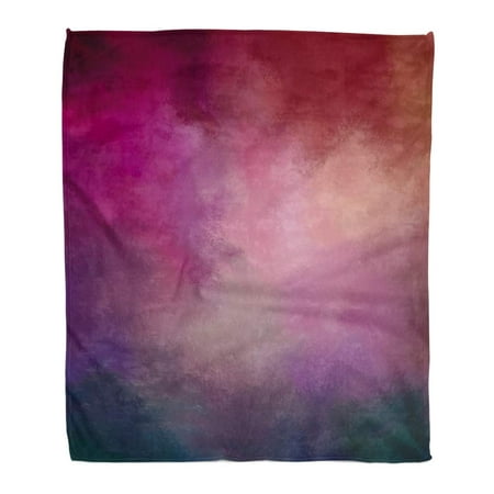 ASHLEIGH Throw Blanket Warm Cozy Print Flannel Teal Burgundy Abstract Blurred Paint Orange Mauve Rose Peach Sky Classy Wall Comfortable Soft for Bed Sofa and Couch 58x80