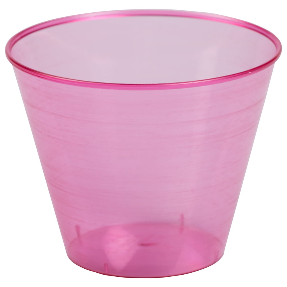 JAM Paper Plastic Glasses Party Pack, 9 oz Tumblers, Fuchsia Hot Pink