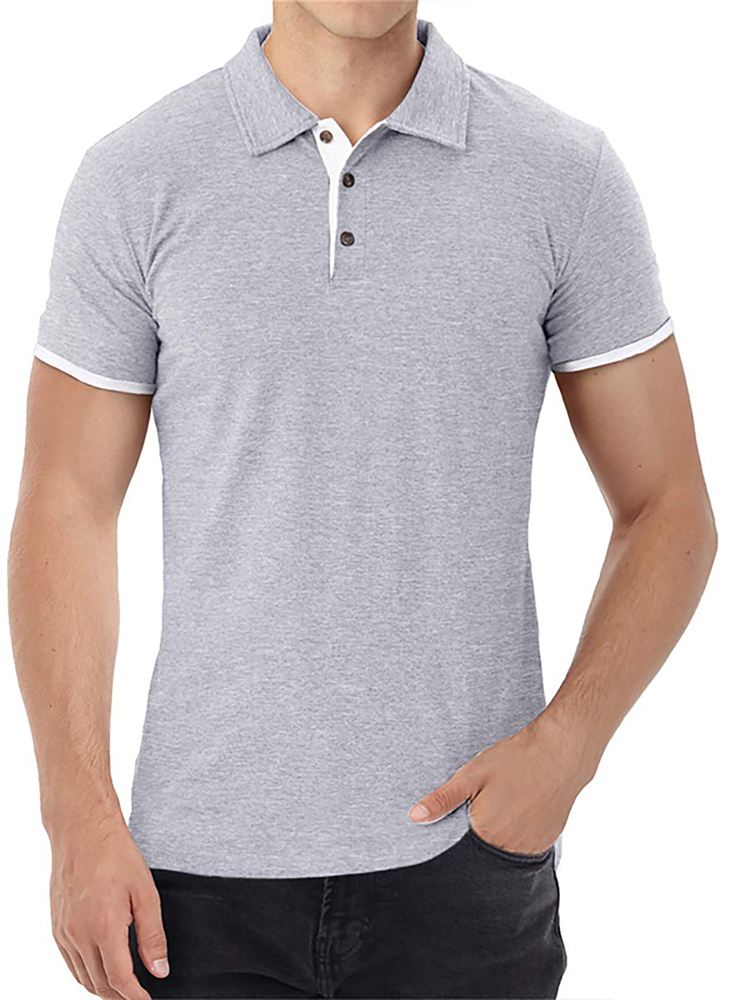 Regular Fit Plain Short Sleeve Textured Jersey with Collar Lovert Premium Organic Cotton Polo Shirts for Men 