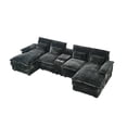 thumbnail image 2 of FFH 125" Modular Sectional Sofa with Double Chaise Oversized U Shaped Cloud Couch for Living Room, 4-Seat, Storage Console, USB Ports, Corduroy Dark Gray, 2 of 5