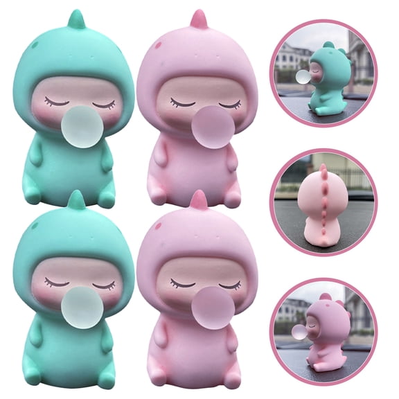 GETAJGHSD 4-Pack Cartoon Dinosaur Ornaments for Car Dashboard and Home Decor, Simple Design Dinosaur Figurines