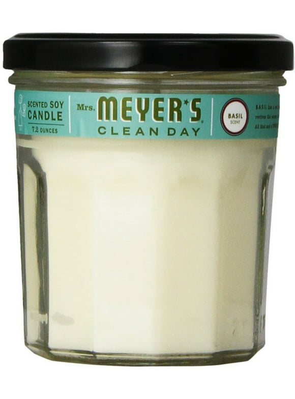 Mrs. Meyer's Clean Day Scented Soy Candle, Basil Scent, 7.2 oz candle