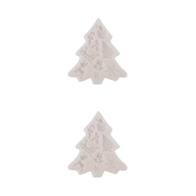 Cateissary Árbol de Navidad silicona Fondant molde pastel Chocolate decoración hornear molde cocina Gris 2piezas