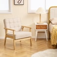 thumbnail image 4 of Gymax Modern Accent Chair Set of 2 Upholstered Armchair w/ Rubber Wood Armrests, 4 of 10