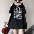 thumbnail image 4 of Women clothing Y2k stitch New Long Short-sleeved T-shirt Women Off-shoulder Harajuku Subculture Punk Rock Tees Gothic Tees tops, 4 of 13