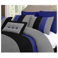 thumbnail image 3 of Loft 8-Piece King Comforter Set, Gray/Blue/Black Luxury Striped Bedding for All Season, 3 of 9