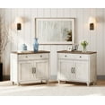 thumbnail image 6 of Farmhouse Nightstand With 4 Wooden Doors, 2 Drawers Mid Century Modern Wooden Closet Storage Organizer for Bedroom Or Living Room, Rustic White, 6 of 7