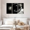 thumbnail image 2 of Elephant Stock Astronaut Space Wall Art - Horizontal Multi Panel Canvas - 3 Pieceliving Room Wall Decor - Photography Astronomy & Space Multi Panel - Black And White Decor - 45" x 28", 2 of 8