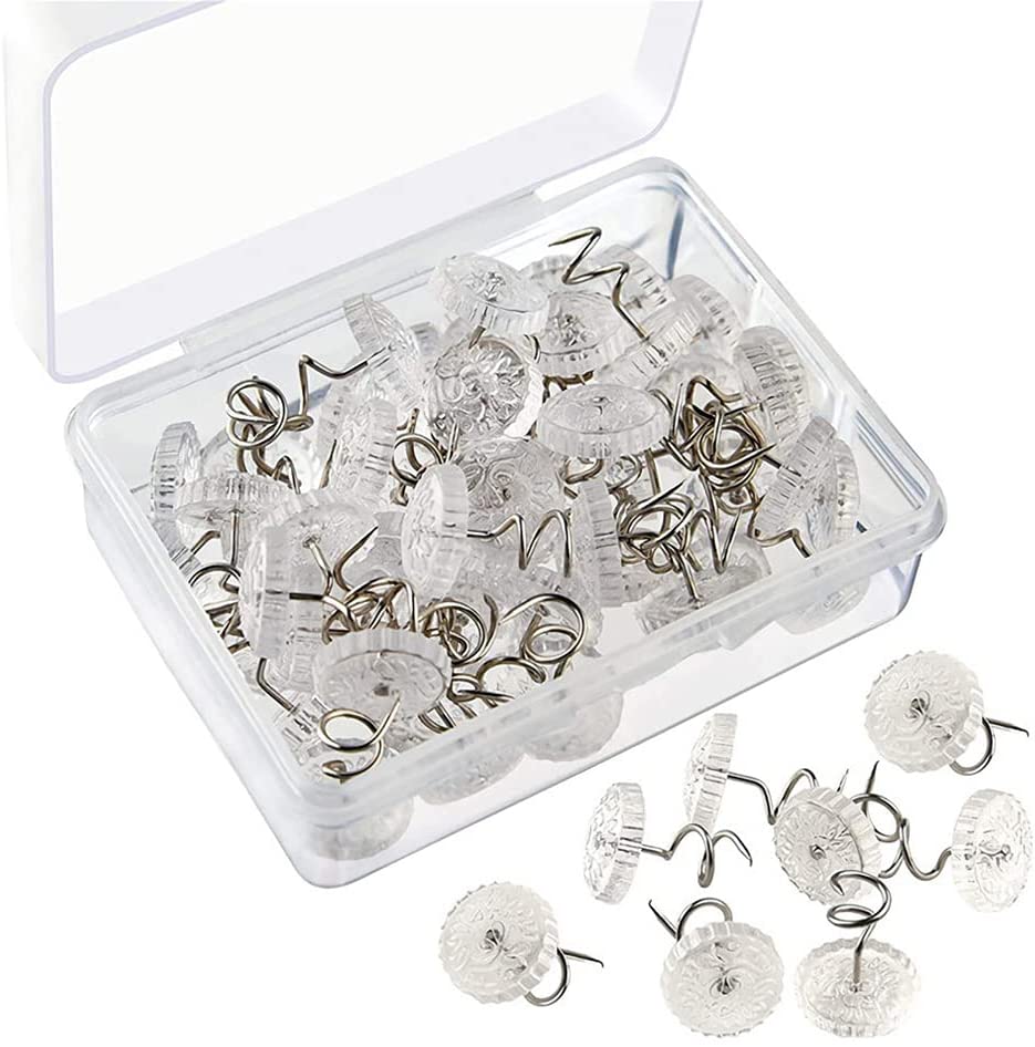 100 Pieces Clear Heads Twist Pins, Clear Heads Upholstery Pins