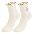 thumbnail image 2 of Deago 5 Pairs Women's Ruffle Socks Casual Cute Ankle Socks Breathable Knit Cotton Soft Frilly Crew Socks for Women (White), 2 of 8