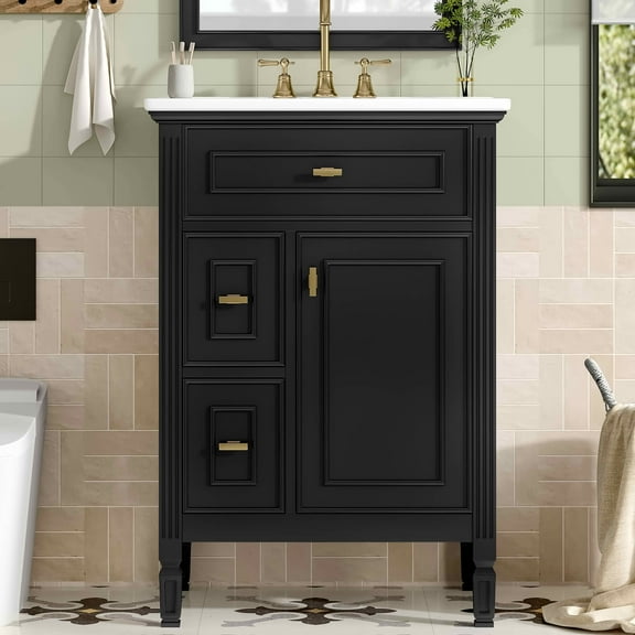 MAYEERTY 20" Bathroom Vanity with Sink Soft Closing Door Storage Rack Drawer Gray