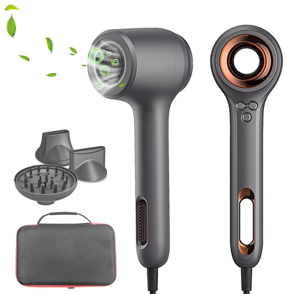 Blow Dryer, 1400W Ionic Hair Dryer, High Speed Brushless Motor Blowdryer, Noise Reduction Design/Constant Temperature Technology, 3 Heat Settings & 3 Speed with 2 Nozzles & 1 Diffuse & 1 Handbag