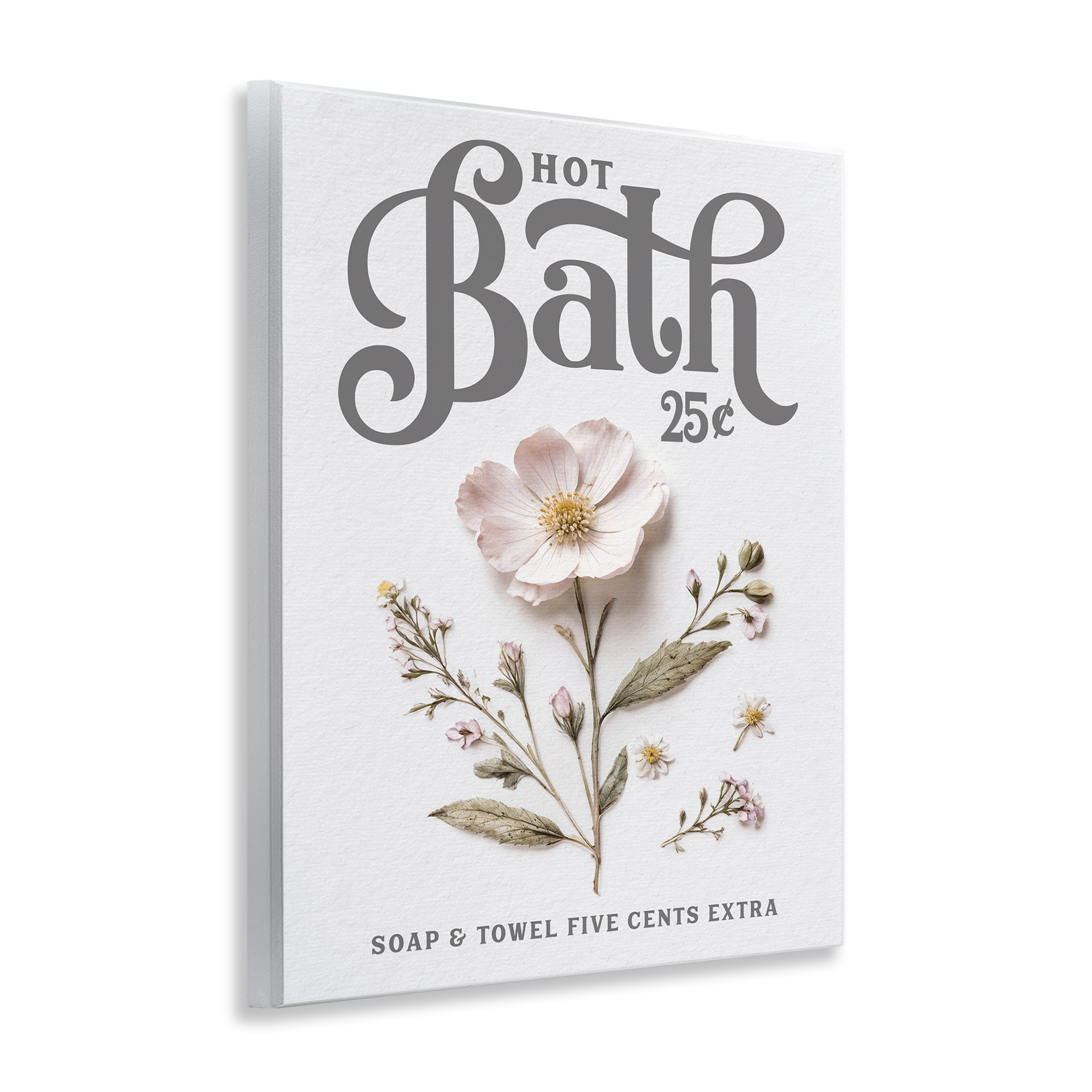 Pressed Flower Vintage Bath Wall Plaque Art, design by Lettered and Lined