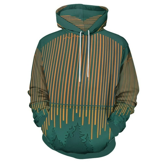POBUDS Hoodie, Regular Fit Sporty Pullover Hooded Sweatshirt for Men Women Forest Sunset Minimalist Muscle 4XL