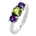 thumbnail image 6 of Natural Peridot & Amethyst 925 Sterling Silver Ring s.9 Jewelry DGR1122_A_9 R-1047, 6 of 7