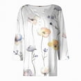 thumbnail image 4 of Towmus 3/4 Length Sleeve Womens Tops Plus Size Blouses Regular Fit T-Shirts Floral Print Tops V Neck Blouses Casual T Shirts Button Up Button Down Pullover Summer Tees, 4 of 5