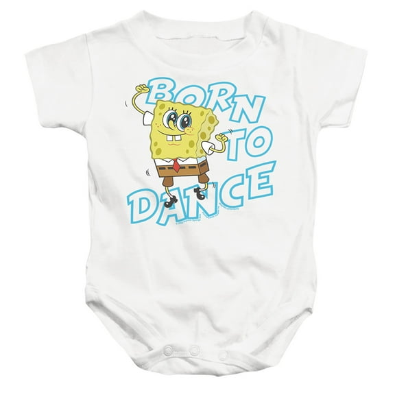 Spongebob Born To Dance Unisex Infant Snap Suit for Baby (6 Months) White