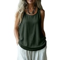 thumbnail image 2 of Womens Linen Cotton Flowy Tank Tops Oversized Sleeveless Gauze Shirts Button Down Summer Loose Lightweight Casual Cami(Army Green,S), 2 of 5