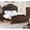 Cherry + Walnut + Faux Leather + MDF + Plywood + Wood + Classic + Luxury + Traditional-3, variant on Luckynote Queen Size Bed Frame, Traditional Antique Cherry Wood Frame with Tufted Faux Leather Headboard, for Master Bedroom, Cherry Finish
