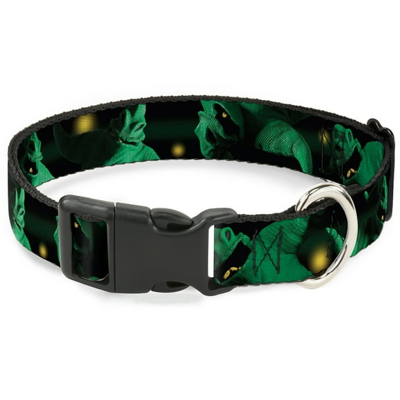 Disney Pet Collar, Dog Collar Plastic Buckle, Oogie Boogie Poses Black Yellow Green, 15 to 24 Inches 1.0 Inch Wide