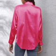 thumbnail image 3 of Womens Summer Tops, Women Blouses, Elegant Women's Satin Long Sleeve Shirt Imitation Silk Blouse for Fashionable Wardrobe Stylish European and Foreign Trade Apparel, 3 of 4