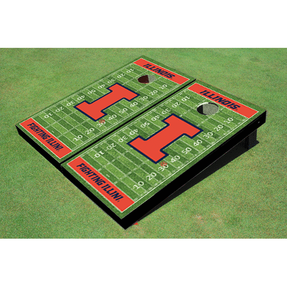 University of Illinois Orange Matching Football Field Custom Cornhole Boards