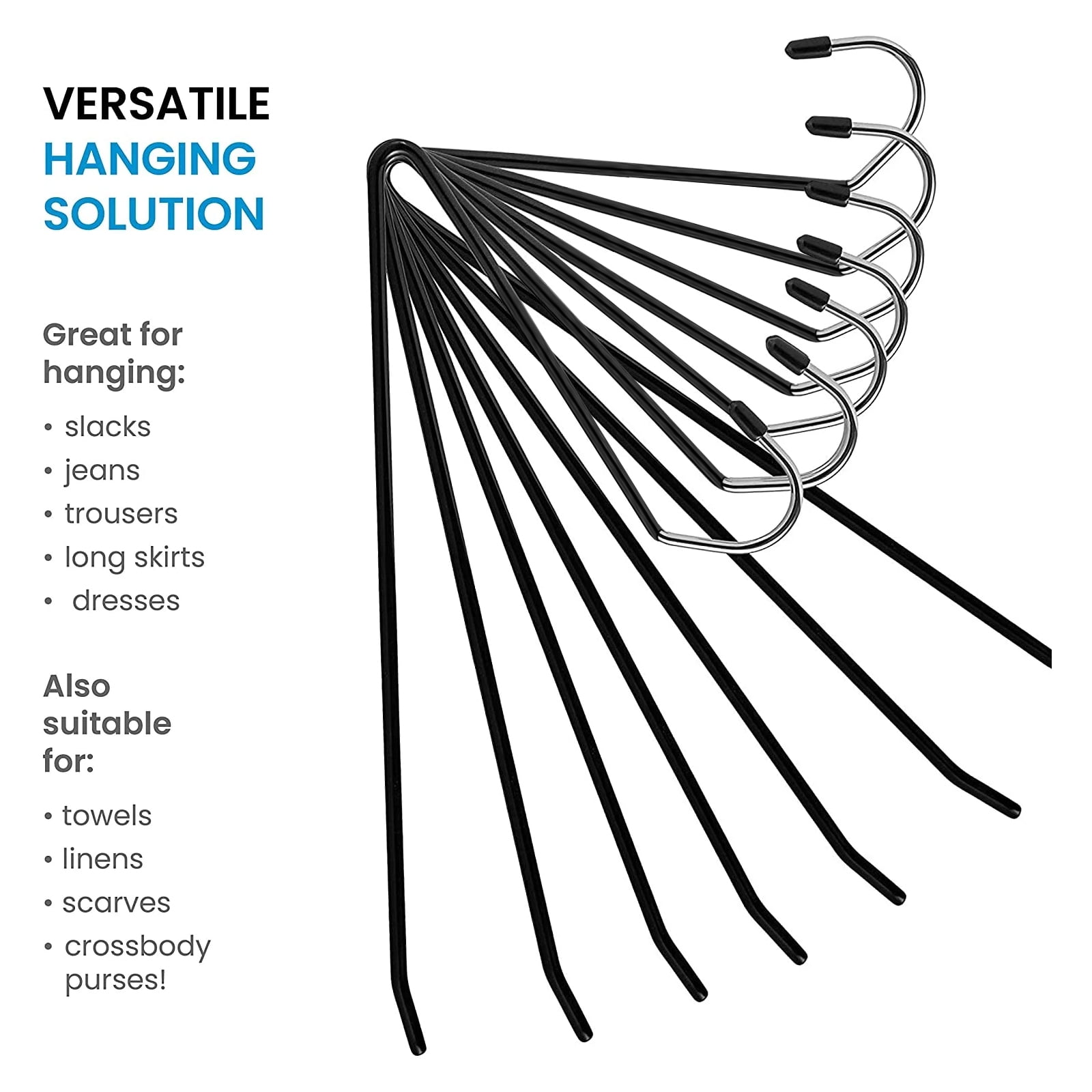 Ktinnead Slack/Trousers Pants Hangers Space Saving,20 Pack Strong and Durable Trouser Hangers,Open Ended Easy Slide Anti-Rust Metal Rubber Coating Jeans Hangers