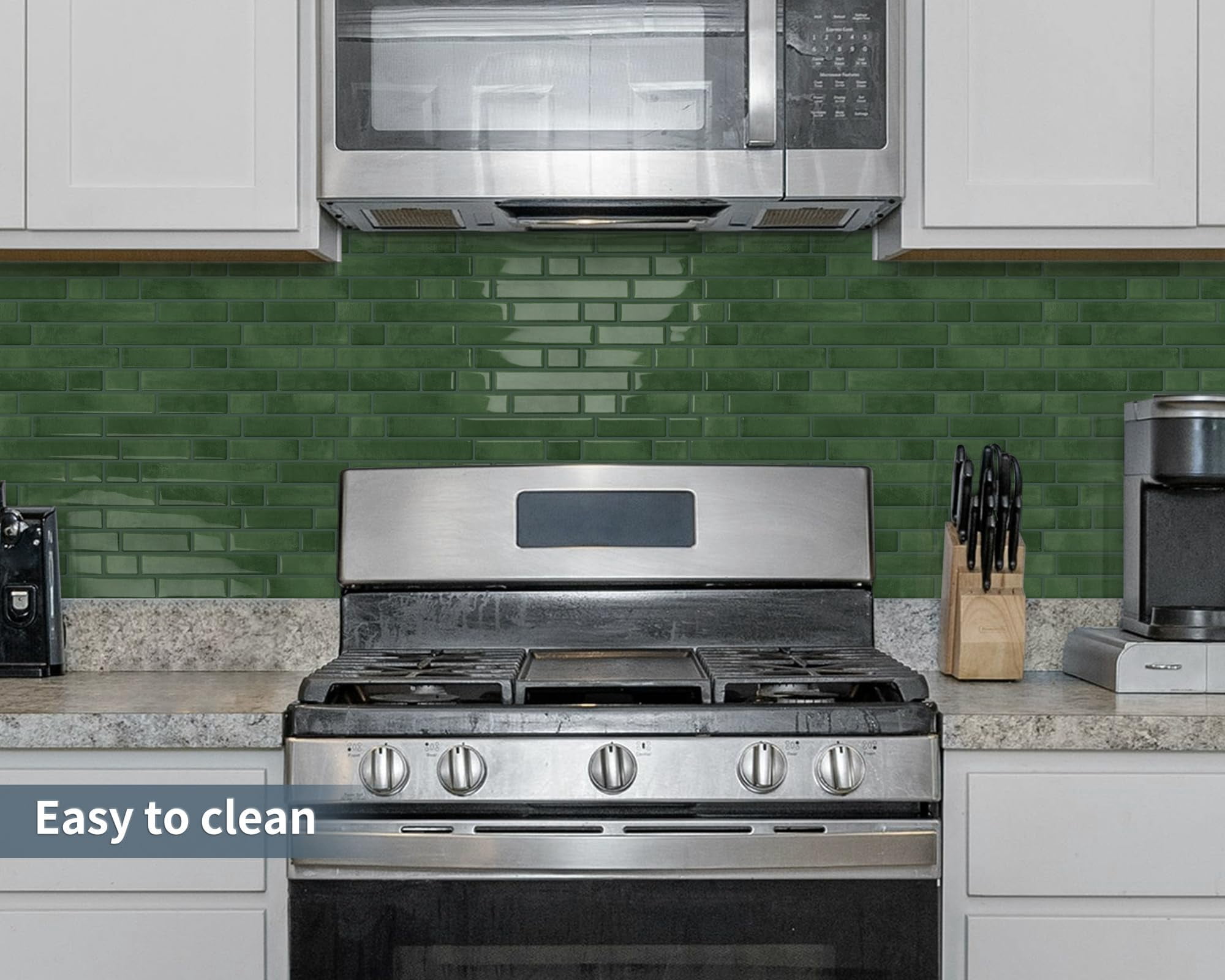 Green Peel And Stick Tile Backsplash 12"x12" Self Adhesive Wall Tiles 3d Marble For Kitchen  (10-sheet)