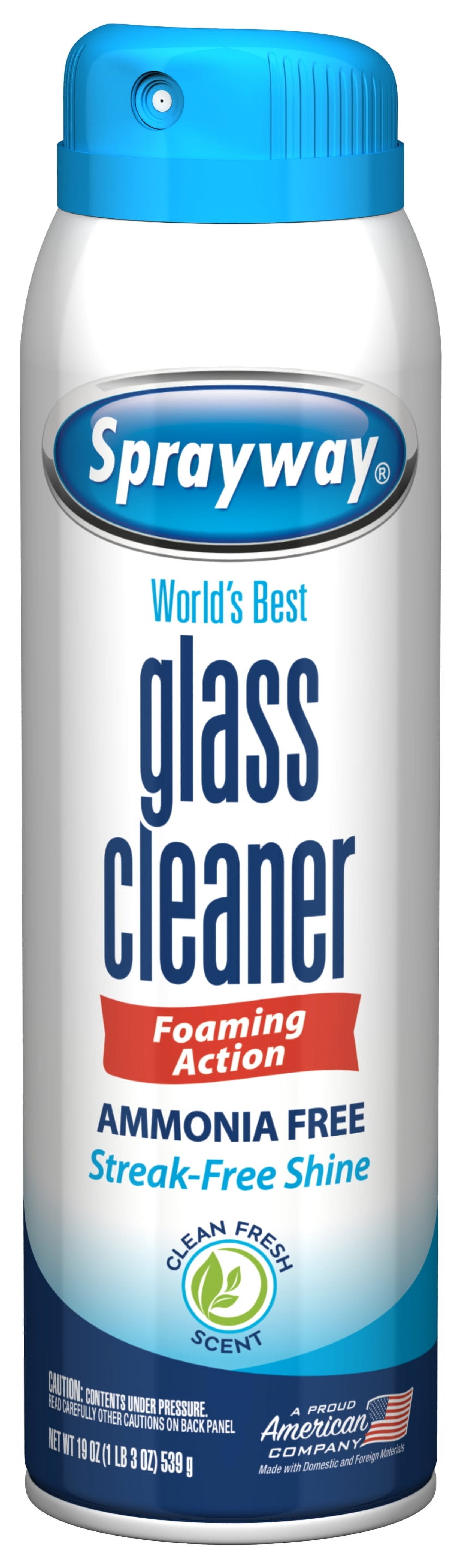 Sprayway Glass Cleaner, 19 fl oz, Ammonia-Free, Streak-Free Foaming Action, Twist & Lock Cap